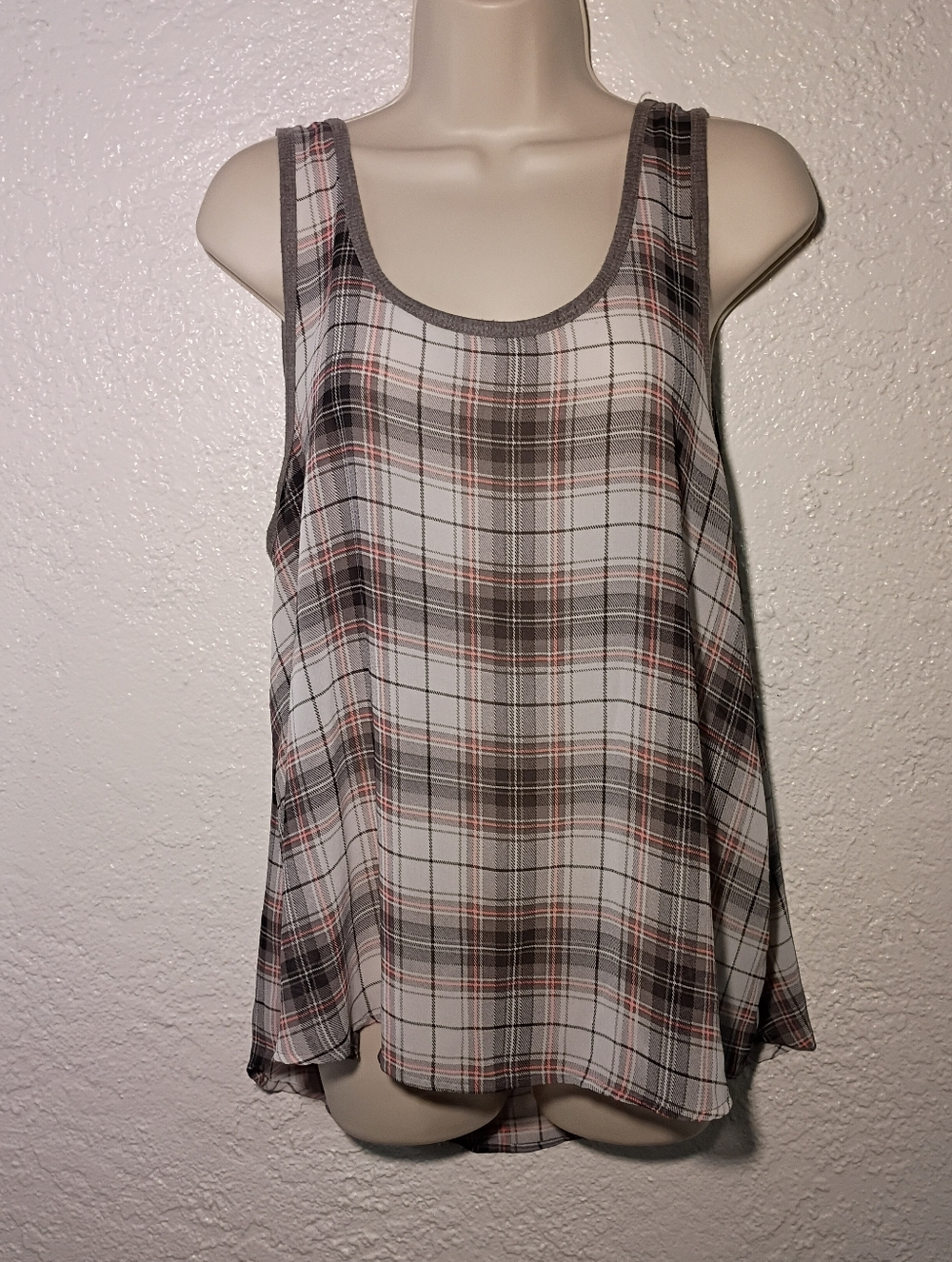 Mudd Grey Plaid Tank Top